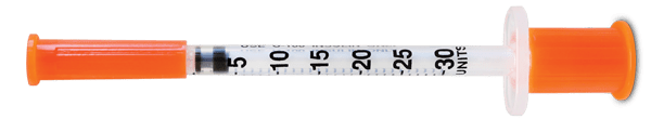 Syringe with units scale